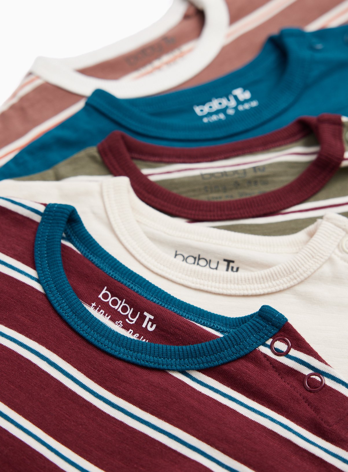 Multi-Coloured Striped Long Sleeve T-Shirts 5-Pack 18-24 months - Image 2 thumbnail